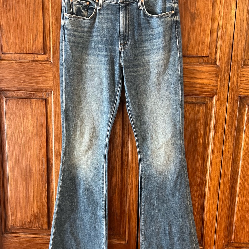 MOTHER Blue Flare Wide Leg Jeans